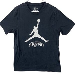 Nike Jordan Spurs T Shirt Men's M Black Jumpman Graphic Basketball NBA Tee